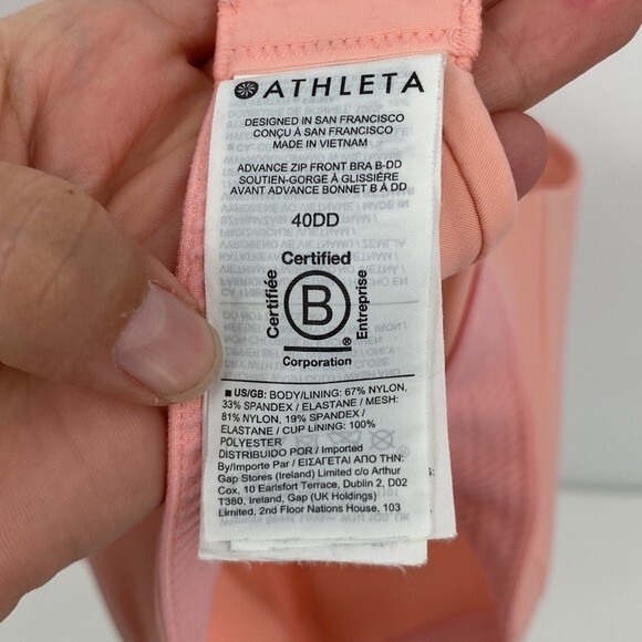 Athleta Advance Zip Front Bra B-DD Pink Sold-out Online 40DD - Picture 6 of 8